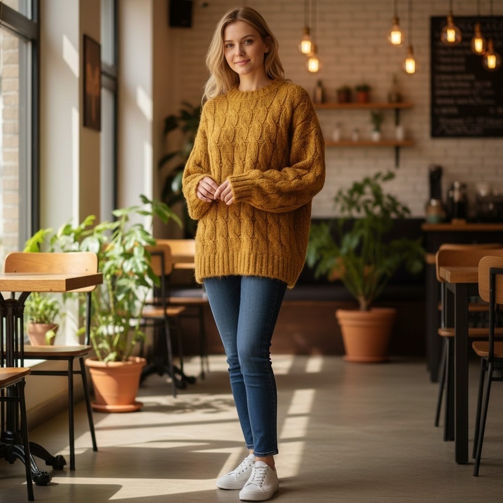 Doe Rae Knit Sweater Top Shirt Size Large L Mustard Yellow